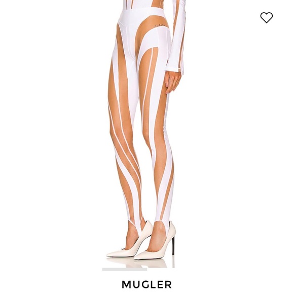 MUGLER for FWRD Sheer Spiral Legging in White & Nude Size 40 - Picture 5 of 8